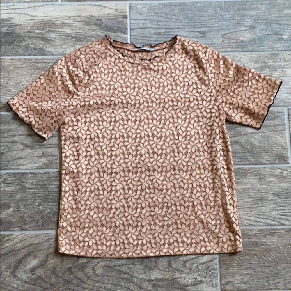 Zara Lace Short Sleeve Top